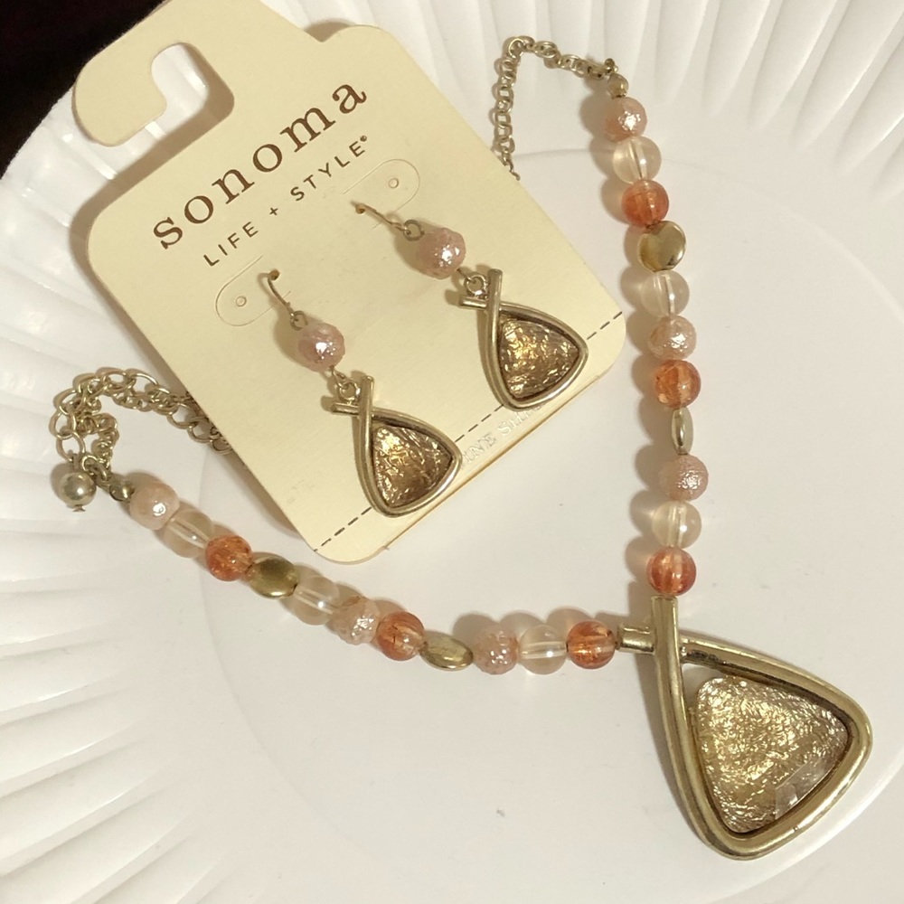 2 Piece set Sonoma gold tone necklace and earrings